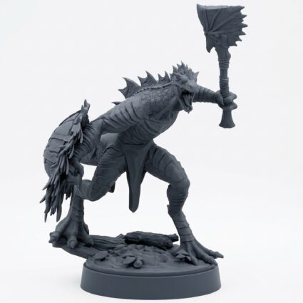Saurian Warrior 3 Lizardfolk Miniature - Gray Resin 3D Printed Miniature