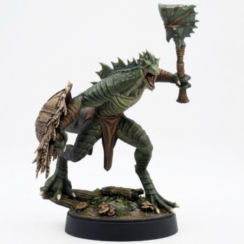 Saurian Warrior 3 Lizardfolk Miniature - Painted 3D Printed Miniature