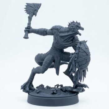 Saurian Warrior 4 - Mammoth Factory - Gray Resin 3D Printed Miniature