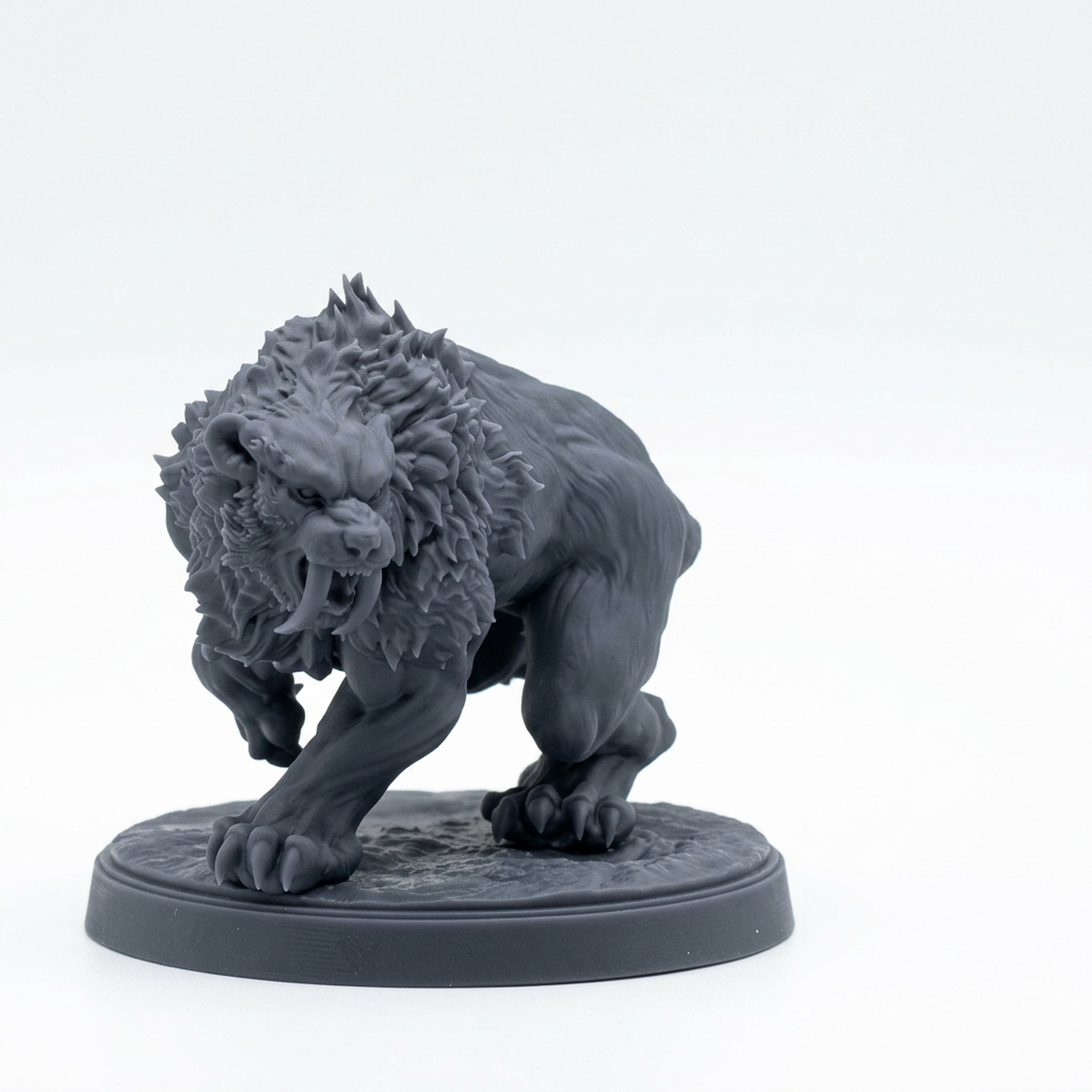 Snowplains Sabertooth A - Gray Resin 3D Printed Miniature