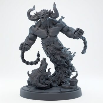 Spell Bound Genie Fire - Gray Resin 3D Printed Miniature