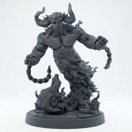 Spell Bound Genie Fire - Gray Resin 3D Printed Miniature
