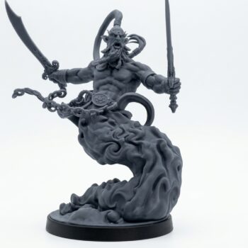 Spell Bound Genie Wind - Gray Resin 3D Printed Miniature