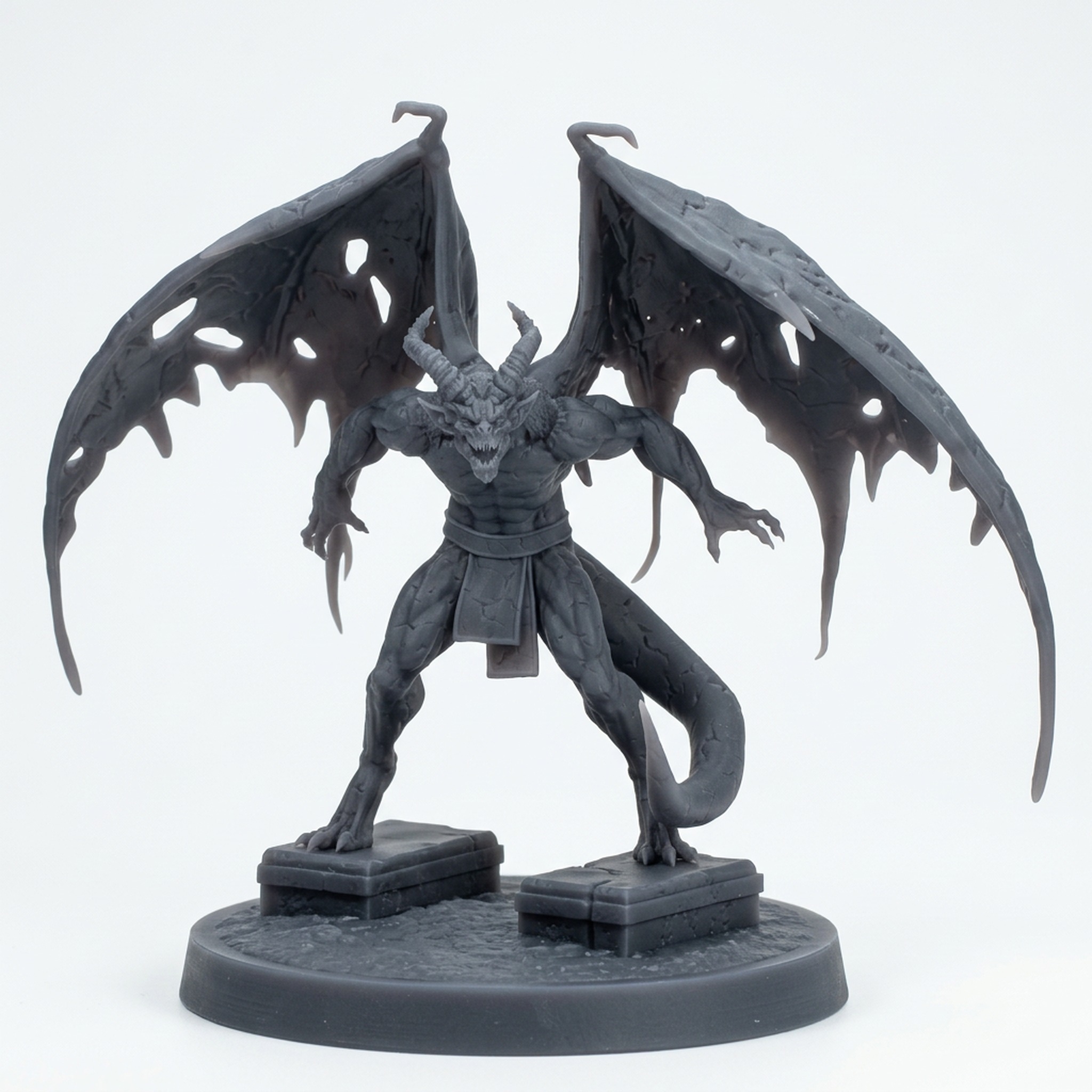 Stonecursed Gargoyle C - Gray Resin 3D Printed Miniature