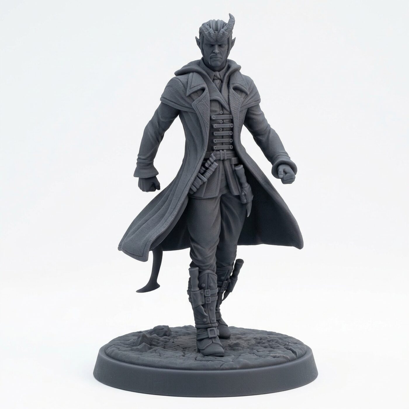 Syrus - The Tiefling Inquisitor - Mammoth Factory - Gray Resin 3D Printed Miniature