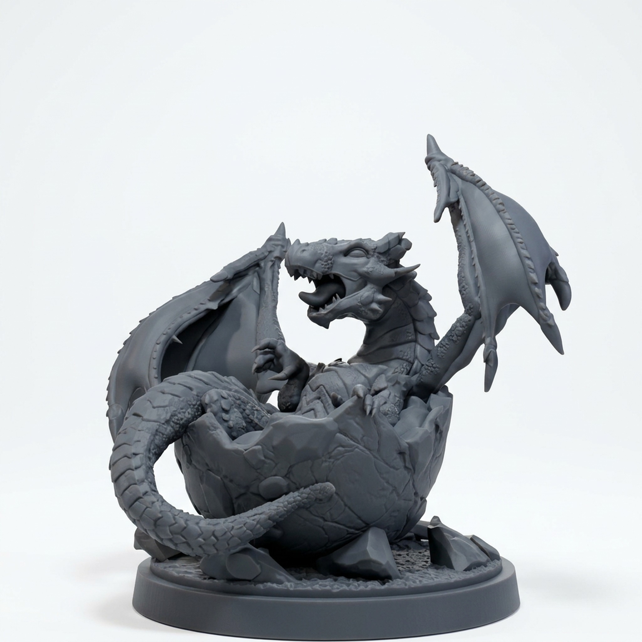 Tarralith Hatchling - Gray Resin 3D Printed Miniature