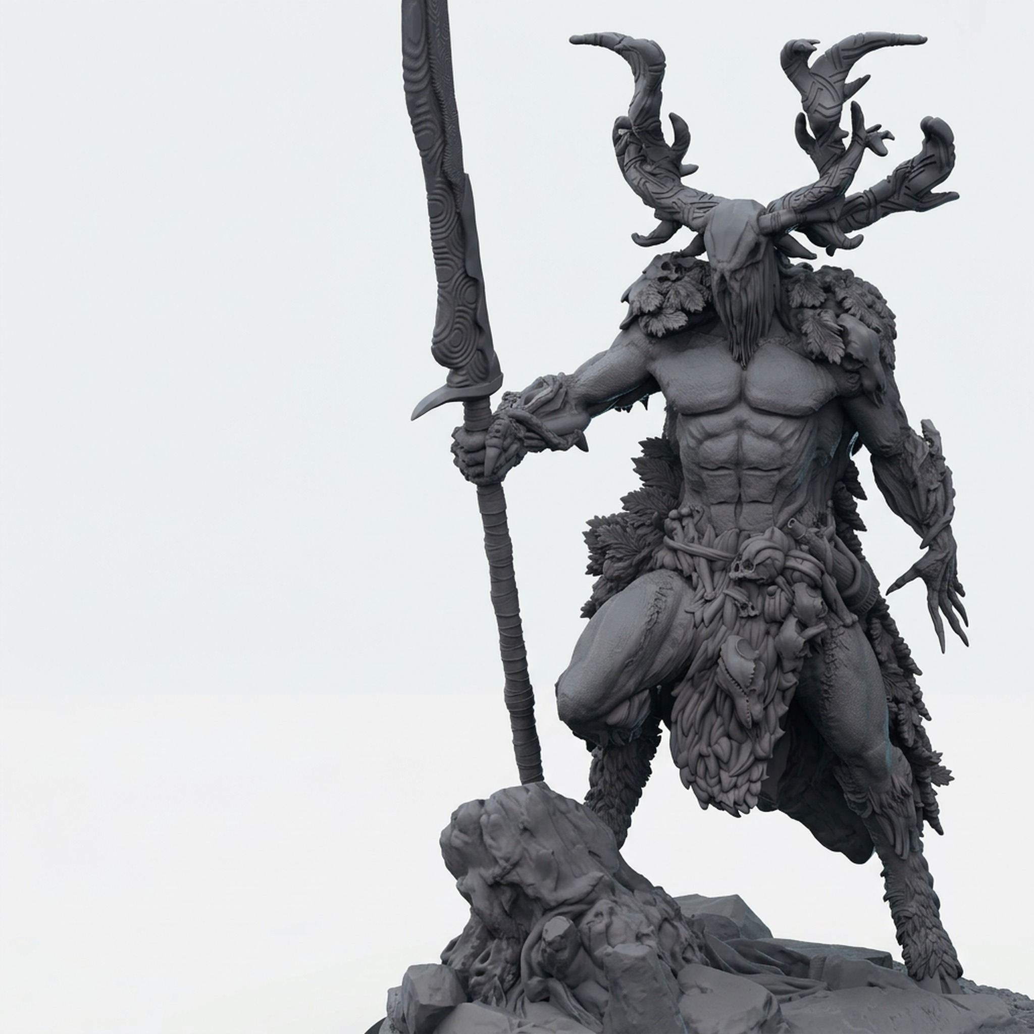 The Lord of the Hunt - Wild Hunt Collection - Mammoth Factory - Gray Resin 3D Printed Miniature