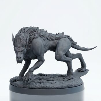 Worg 1 No Saddle - Gray Resin 3D Printed Miniature