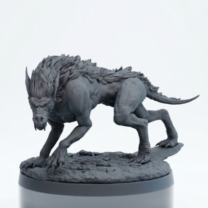 Worg 1 No Saddle - Gray Resin 3D Printed Miniature
