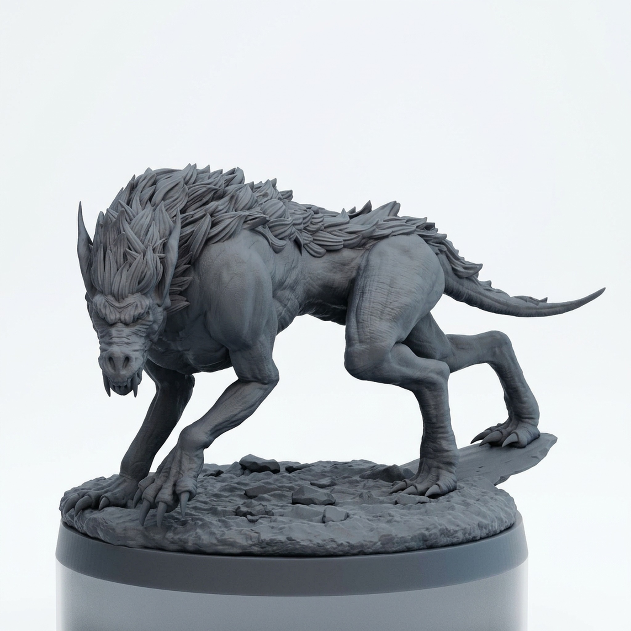 Worg 1 No Saddle - Gray Resin 3D Printed Miniature
