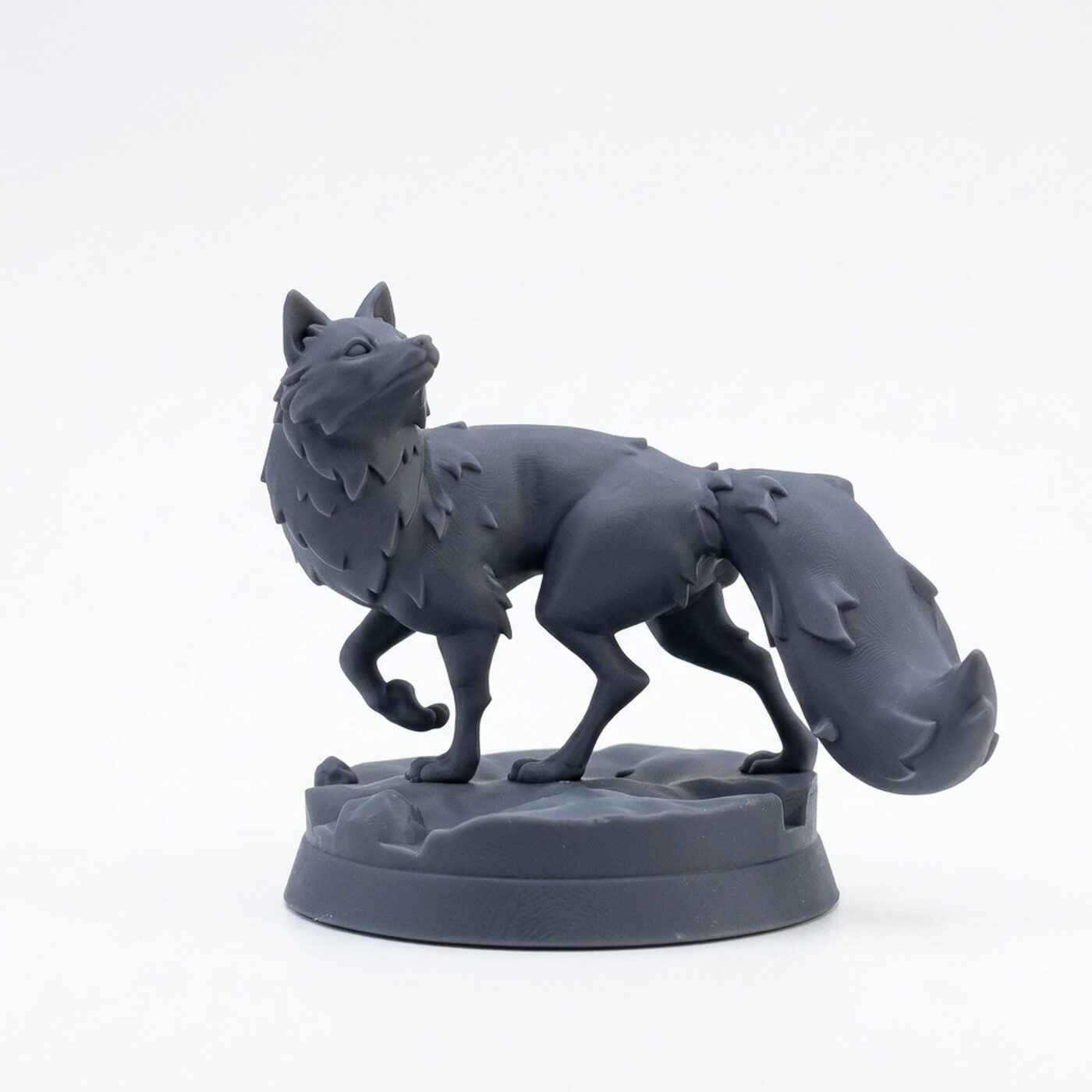 Arctic Fox Companion B - Gray Resin 3D Printed Miniature