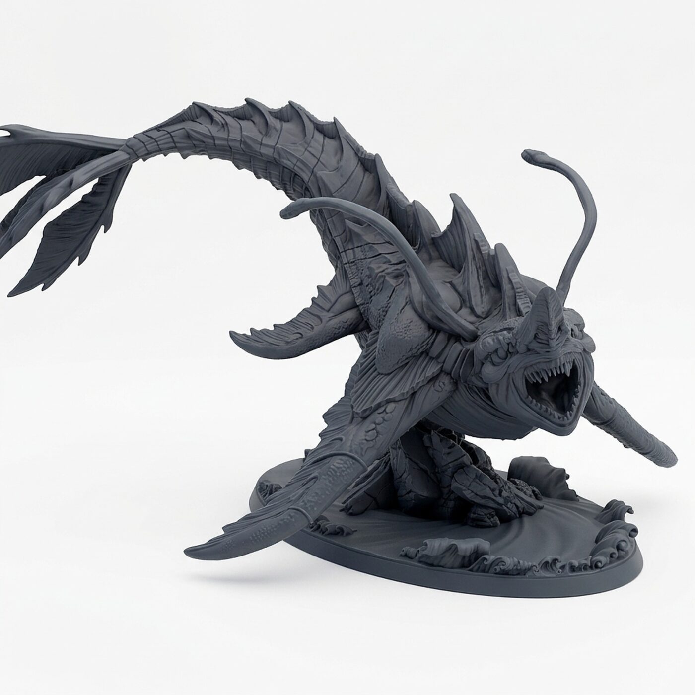 Abyssal Tidehunter - Gray Resin 3D Printed Miniature