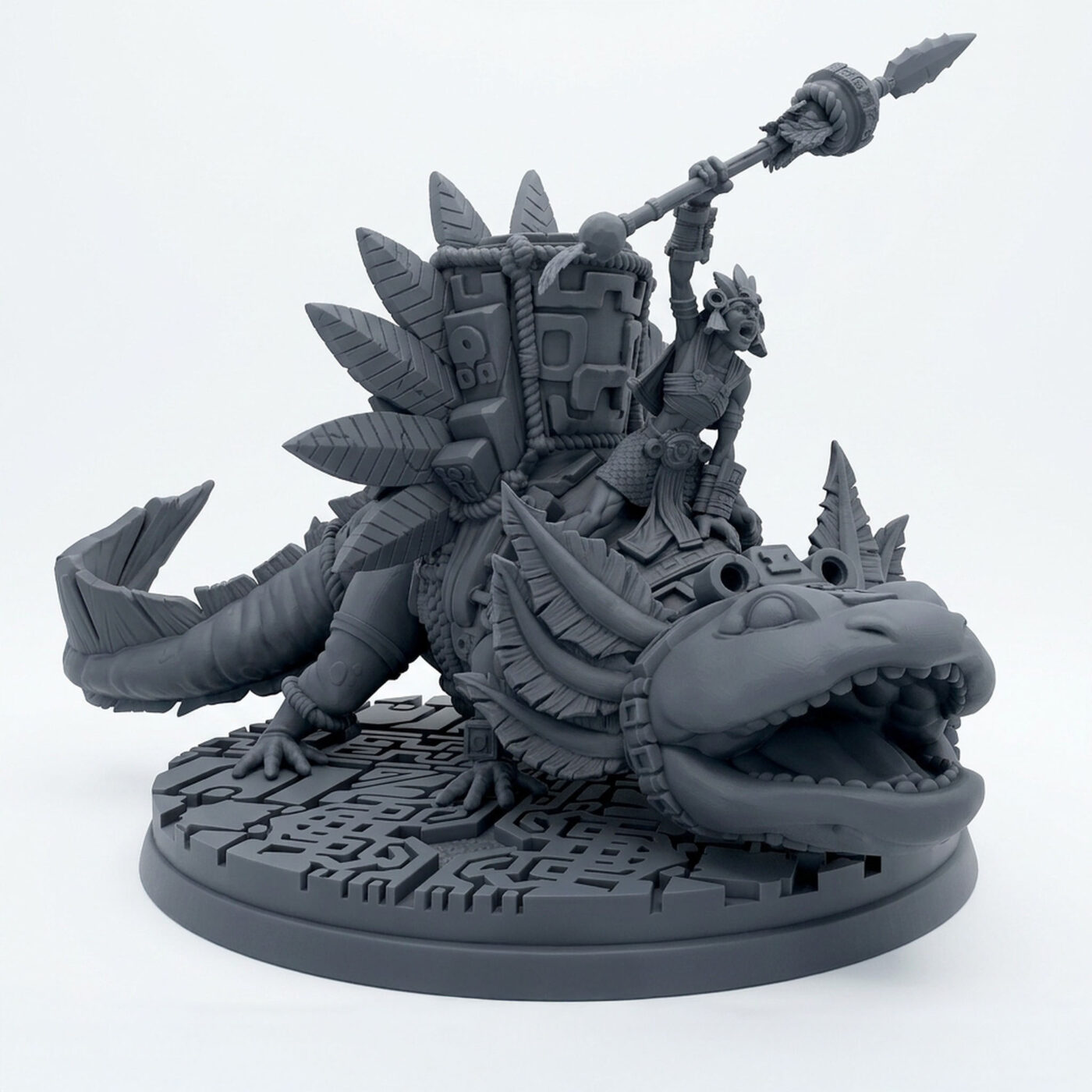 Akna Mounted Warrior - Gray Resin 3D Printed Miniature