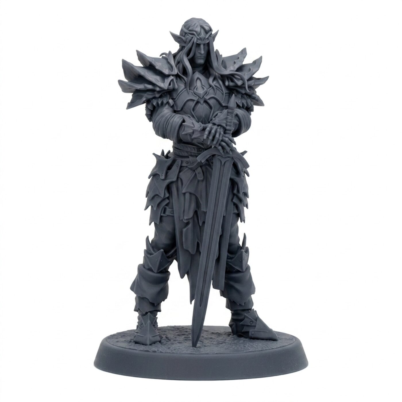 Anvarri Dralfar Knight A - Gray Resin 3D Printed Miniature