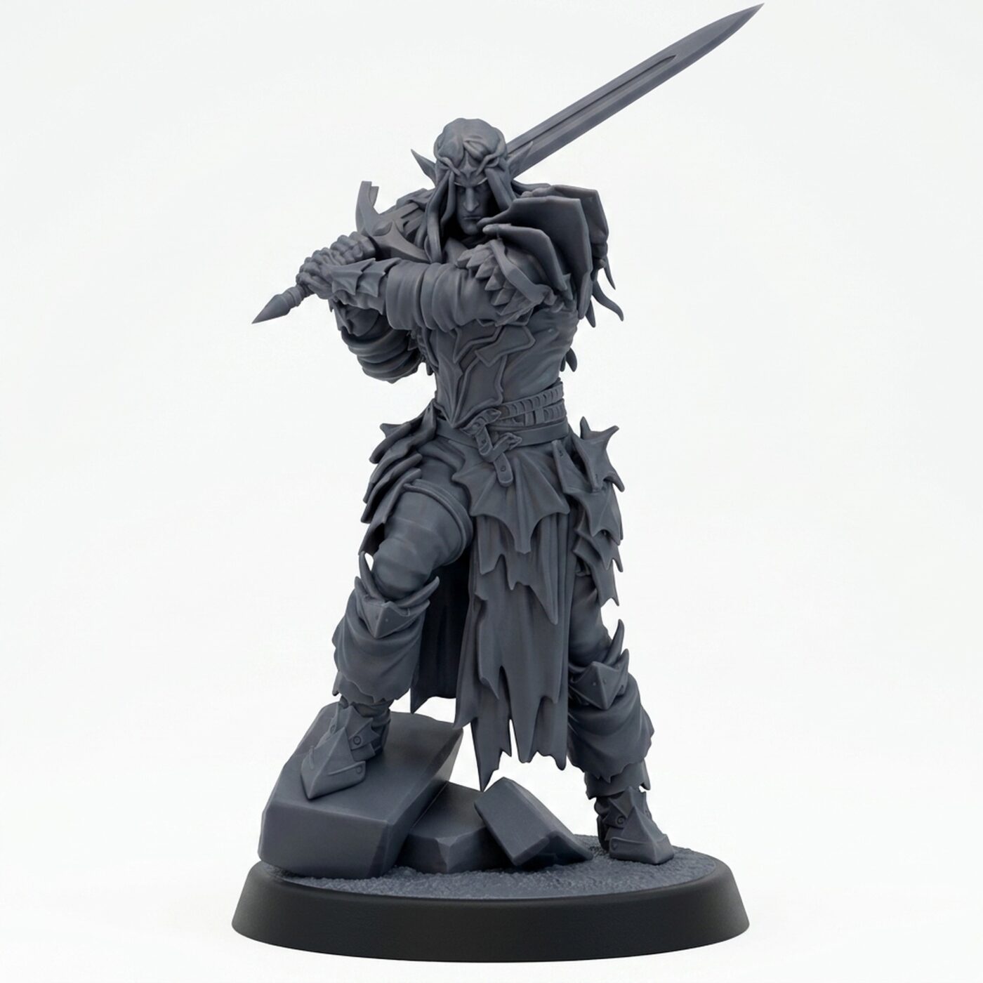 Anvarri Dralfar Knight B - Gray Resin 3D Printed Miniature