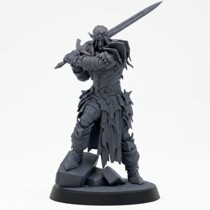 Anvarri Dralfar Knight B - Gray Resin 3D Printed Miniature