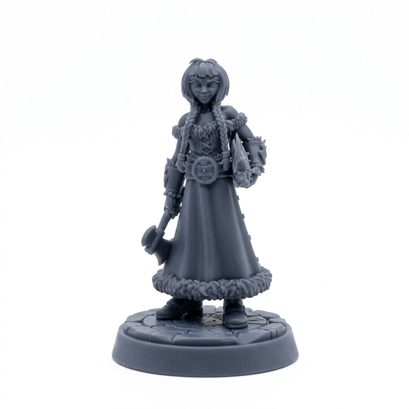 Axe Girl - Gray Resin 3D Printed Miniature