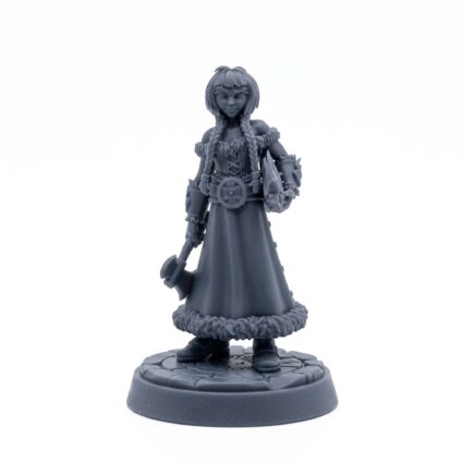 Axe Girl - Gray Resin 3D Printed Miniature