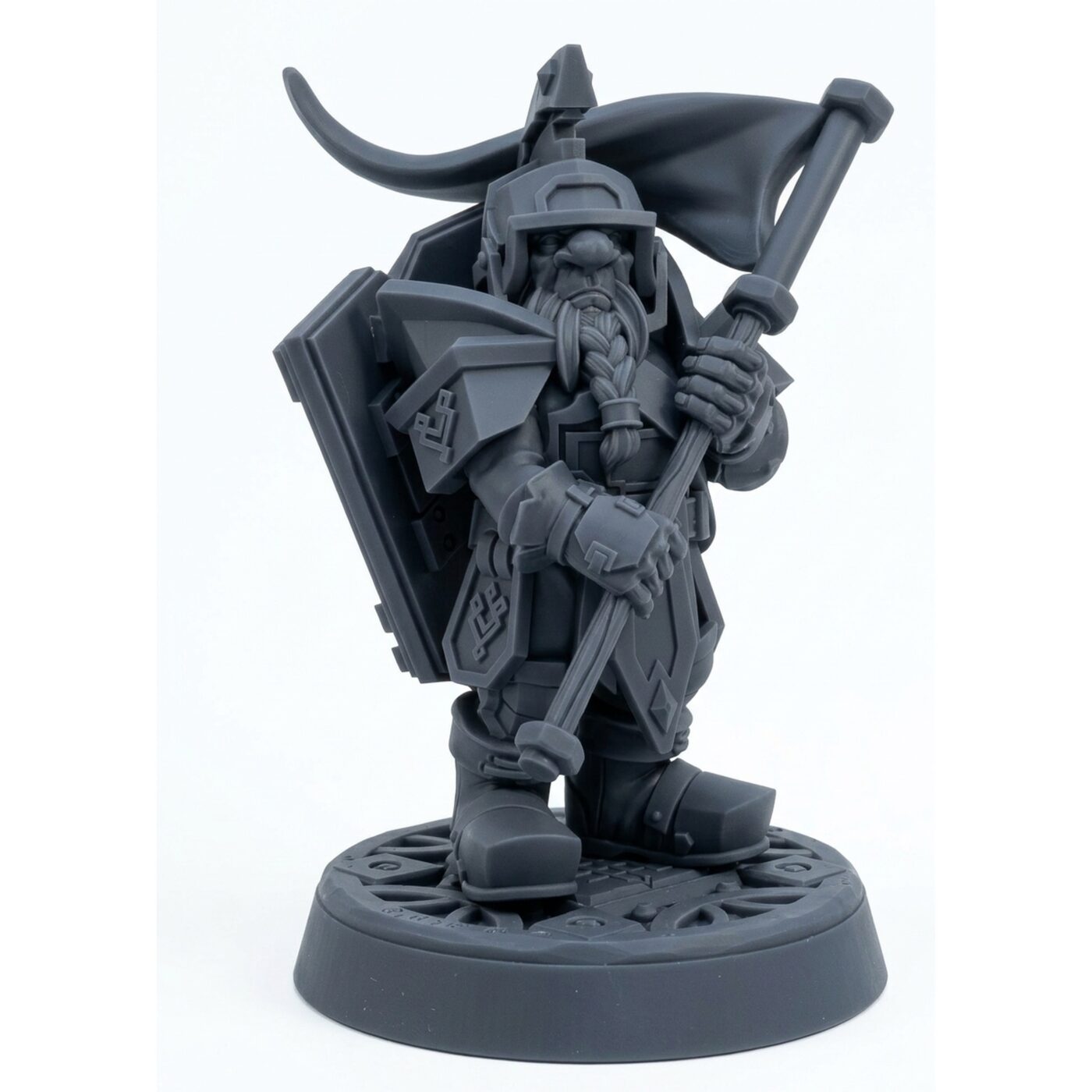 Bannerdwarf Sentinel Bartor - Gray Resin 3D Printed Miniature