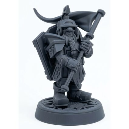 Bannerdwarf Sentinel Bartor - Gray Resin 3D Printed Miniature