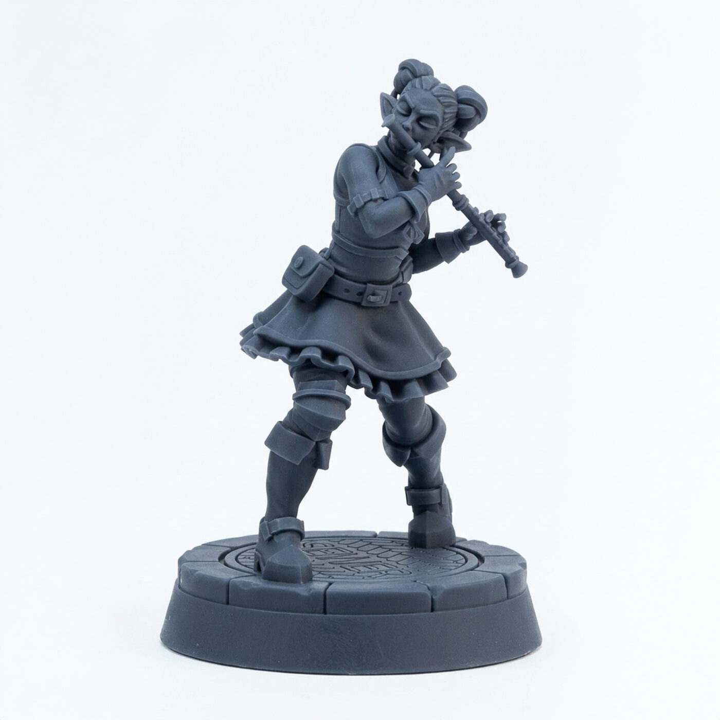 Bard Playing Flute - Gray Resin 3D Printed Miniature