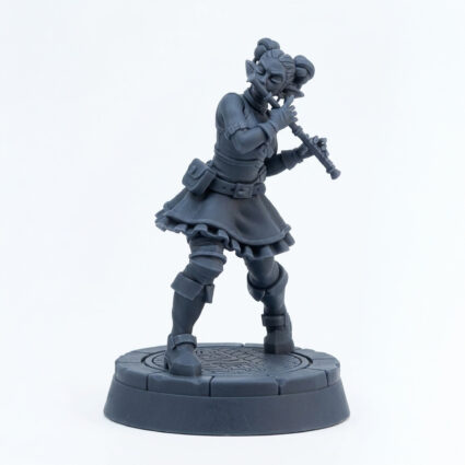 Bard Playing Flute - Gray Resin 3D Printed Miniature