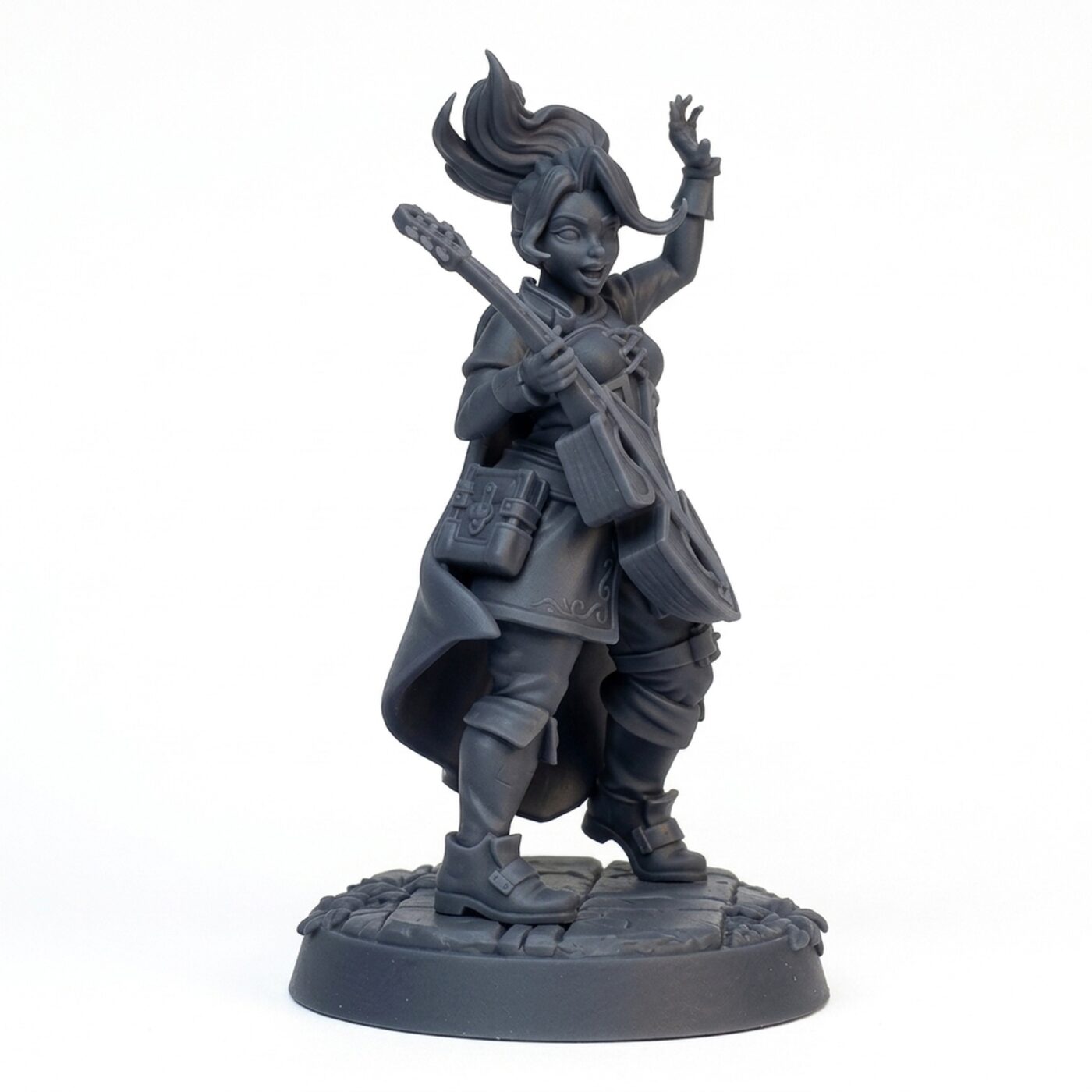 Bard Strumming - Gray Resin 3D Printed Miniature