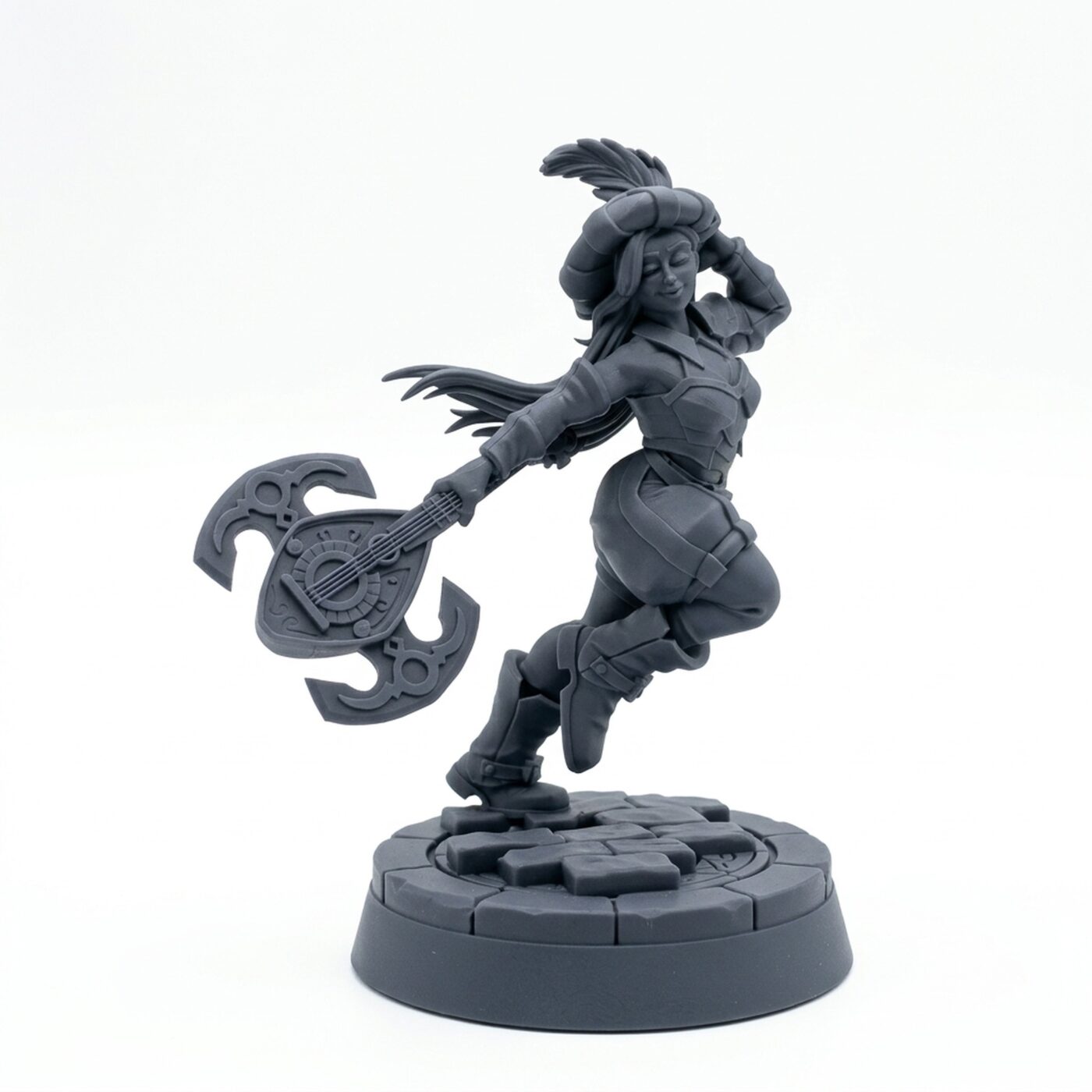 Bard Wielding Axe - Gray Resin 3D Printed Miniature