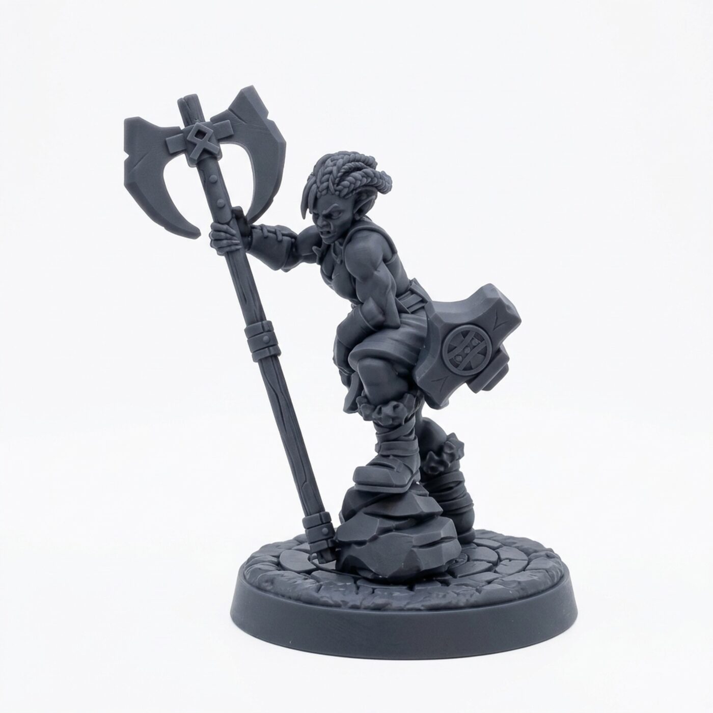 Berserk Female Orc - Gray Resin 3D Printed Miniature