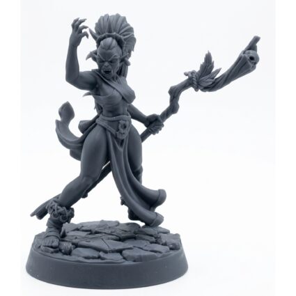 Blood Shaman Female A - Gray Resin 3D Printed Miniature