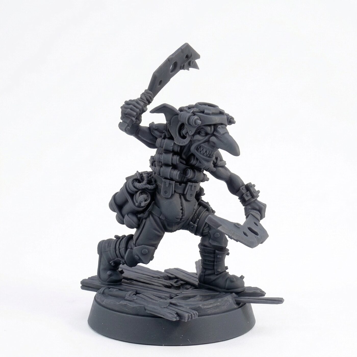 Bomber Pose B Twin Cleaver Chaos - Gray Resin 3D Printed Miniature