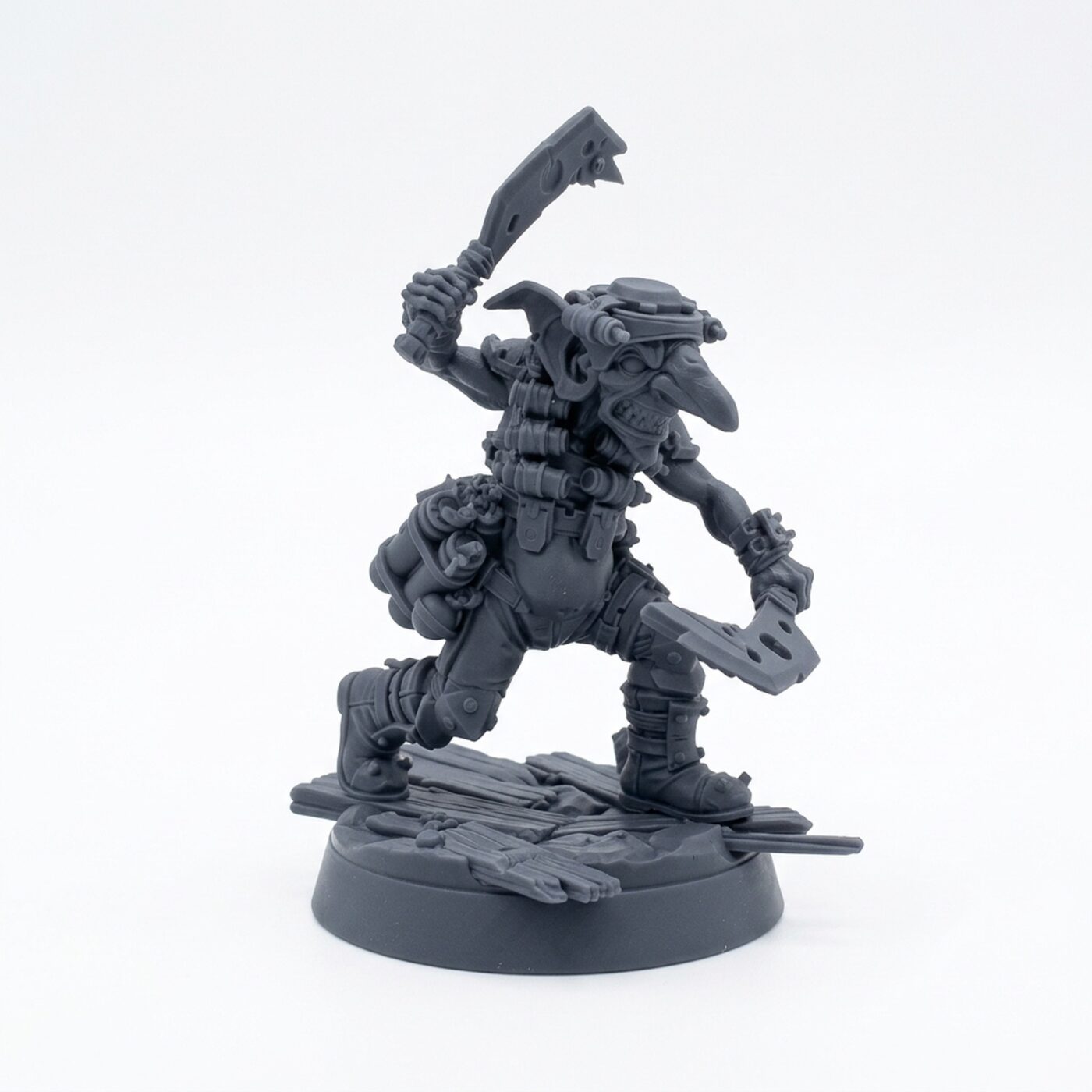 Bomber Pose C Dual Explosives Dash - Gray Resin 3D Printed Miniature