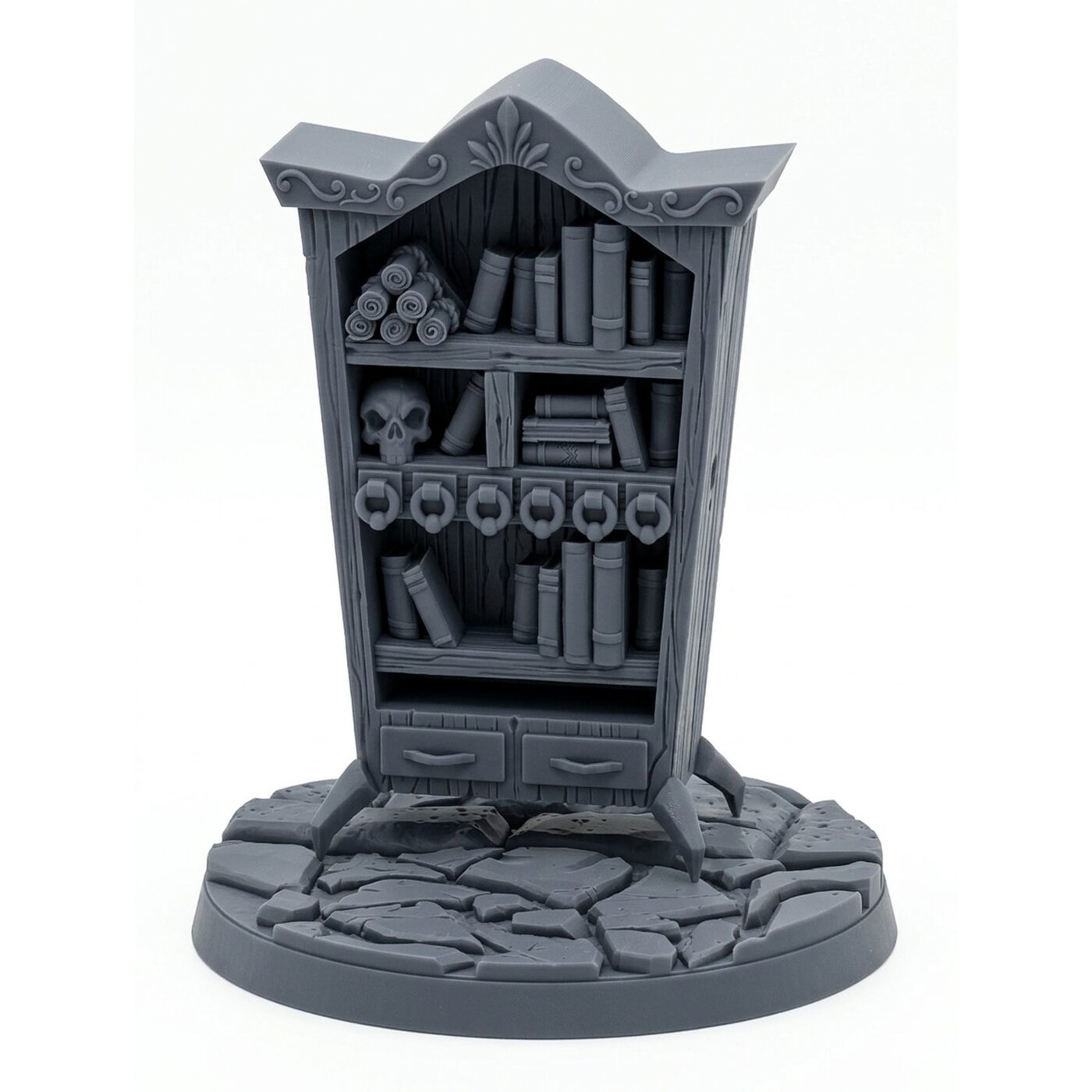 Book Shelf - Gray Resin 3D Printed Miniature