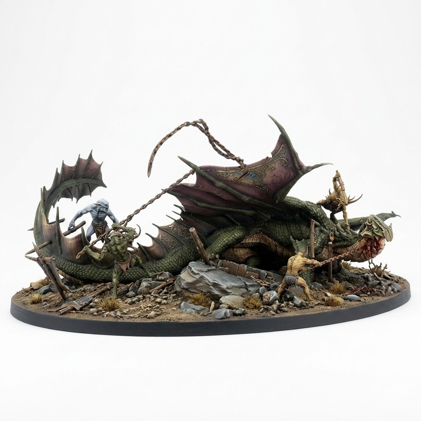 Brass Dragon Battle - Painted 3D Printed Miniature