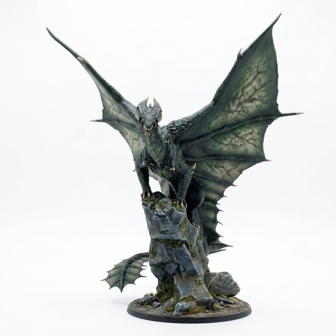 Brass Dragon Stand Open - Painted 3D Printed Miniature