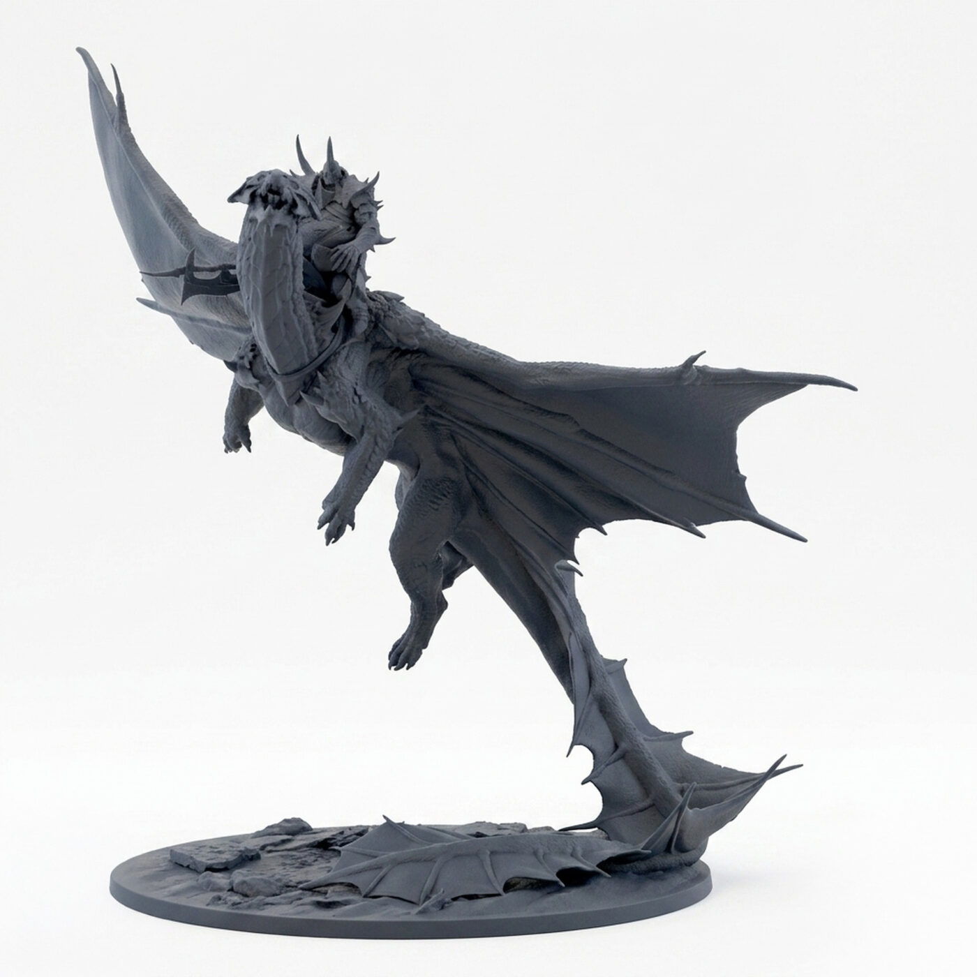 Brass Dragon Takeoff Mount - Gray Resin 3D Printed Miniature