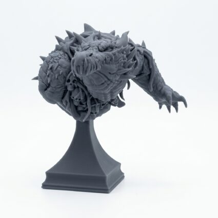 BUST Crocagon - Gray Resin 3D Printed Miniature