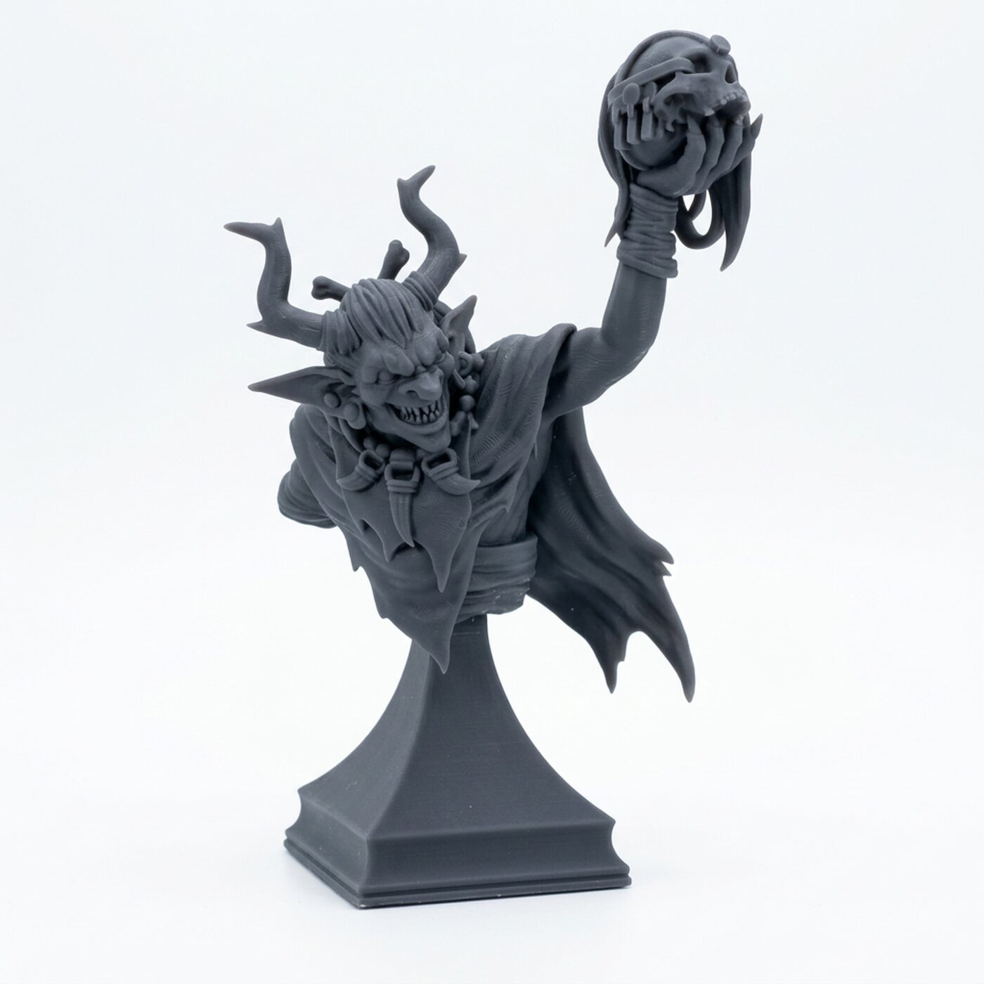Marsh Goblin Shaman Bust - Gray Resin 3D Printed Miniature
