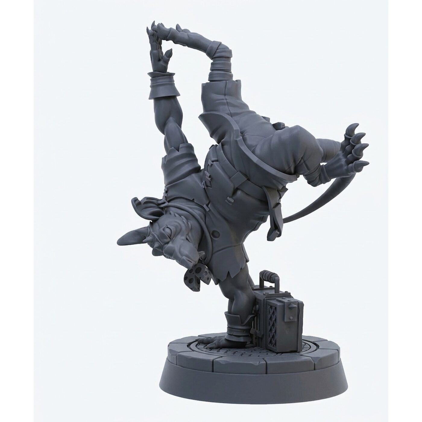 Capoeira Striker Ratfolk - Gray Resin 3D Printed Miniature