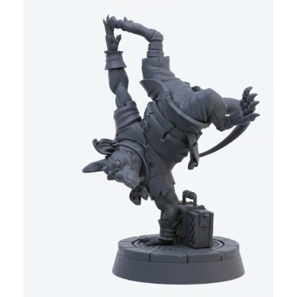 Capoeira Striker Ratfolk - Gray Resin 3D Printed Miniature
