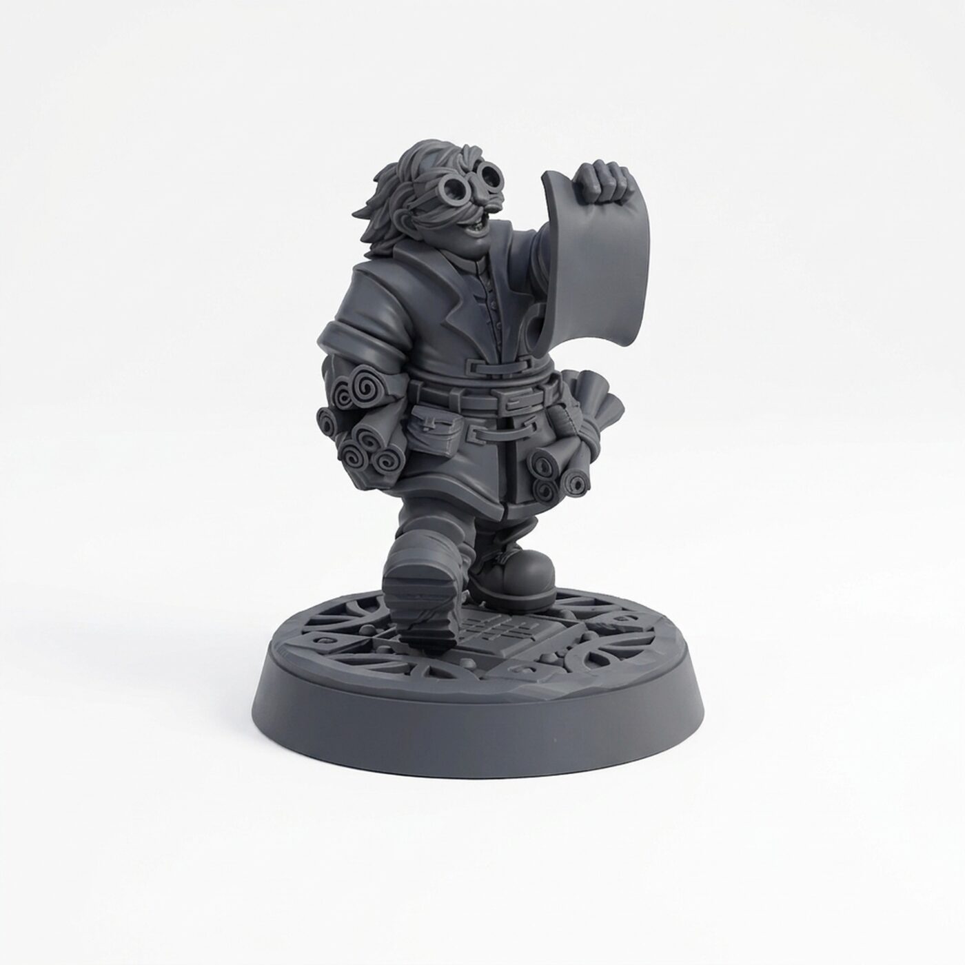 Cartographer Eisakk Reading Map - Gray Resin 3D Printed Miniature