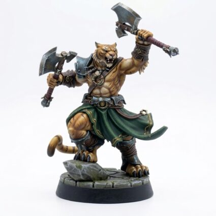 Catfolk Barbarian A - Painted 3D Printed Miniature