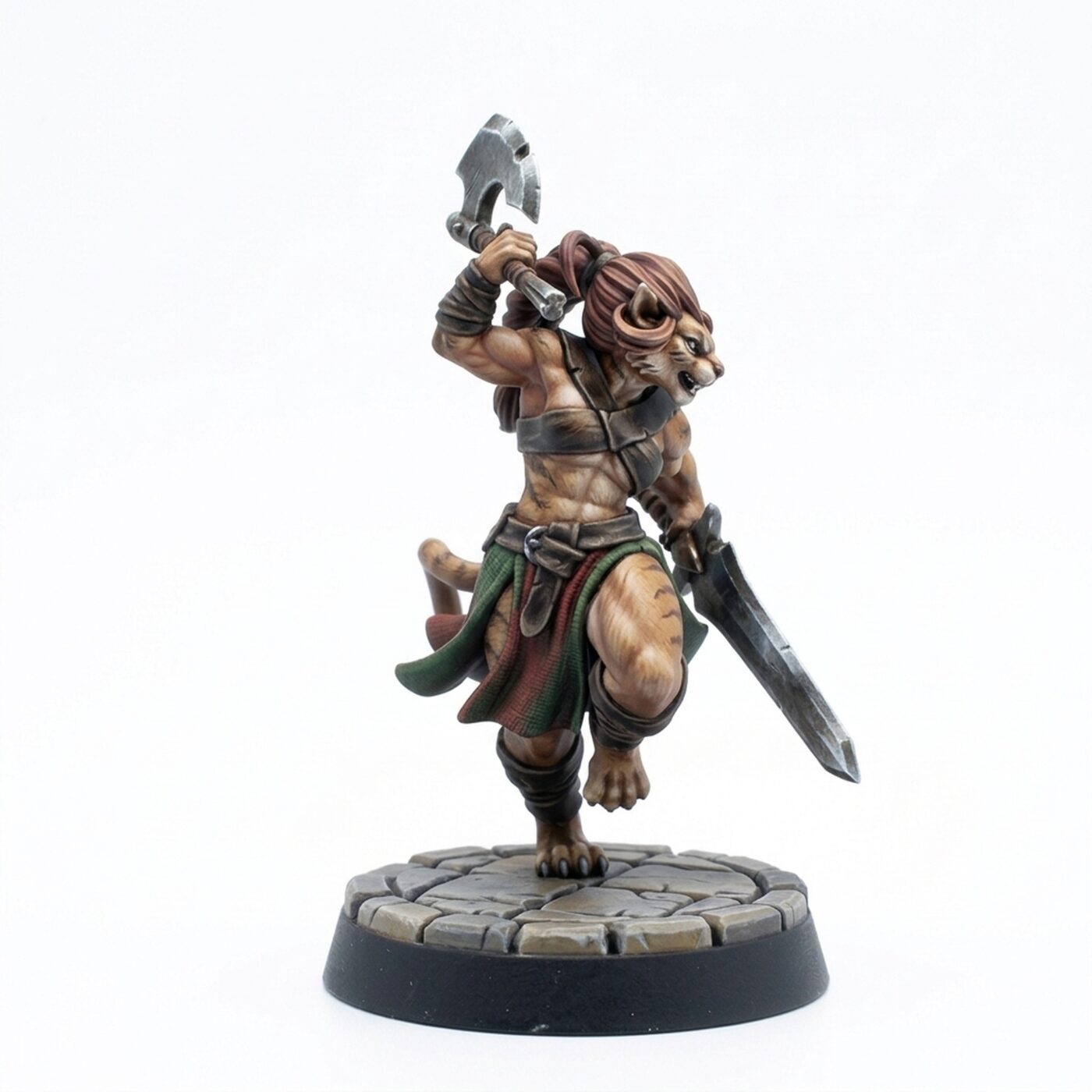 Catfolk Barbarian B - Painted 3D Printed Miniature