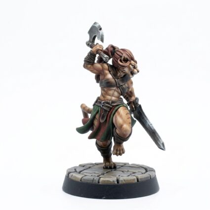 Catfolk Barbarian B - Painted 3D Printed Miniature