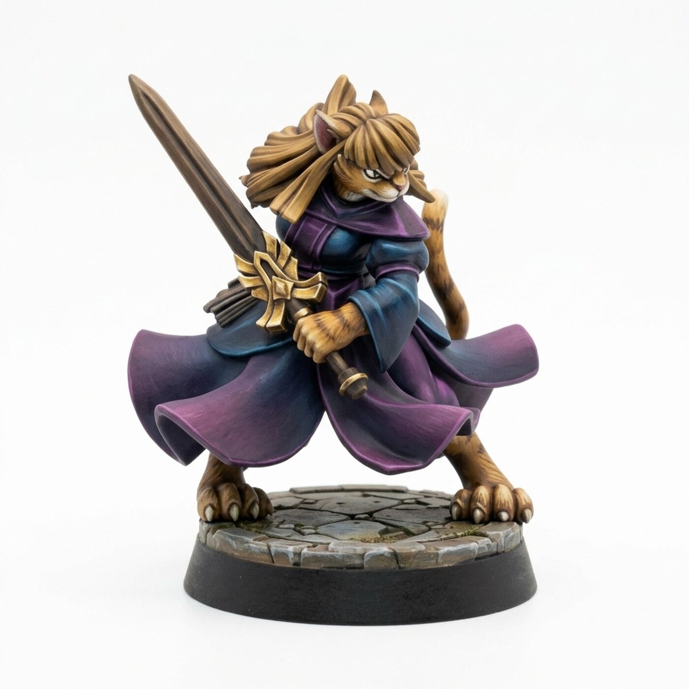 Catfolk Cleric A - Painted 3D Printed Miniature