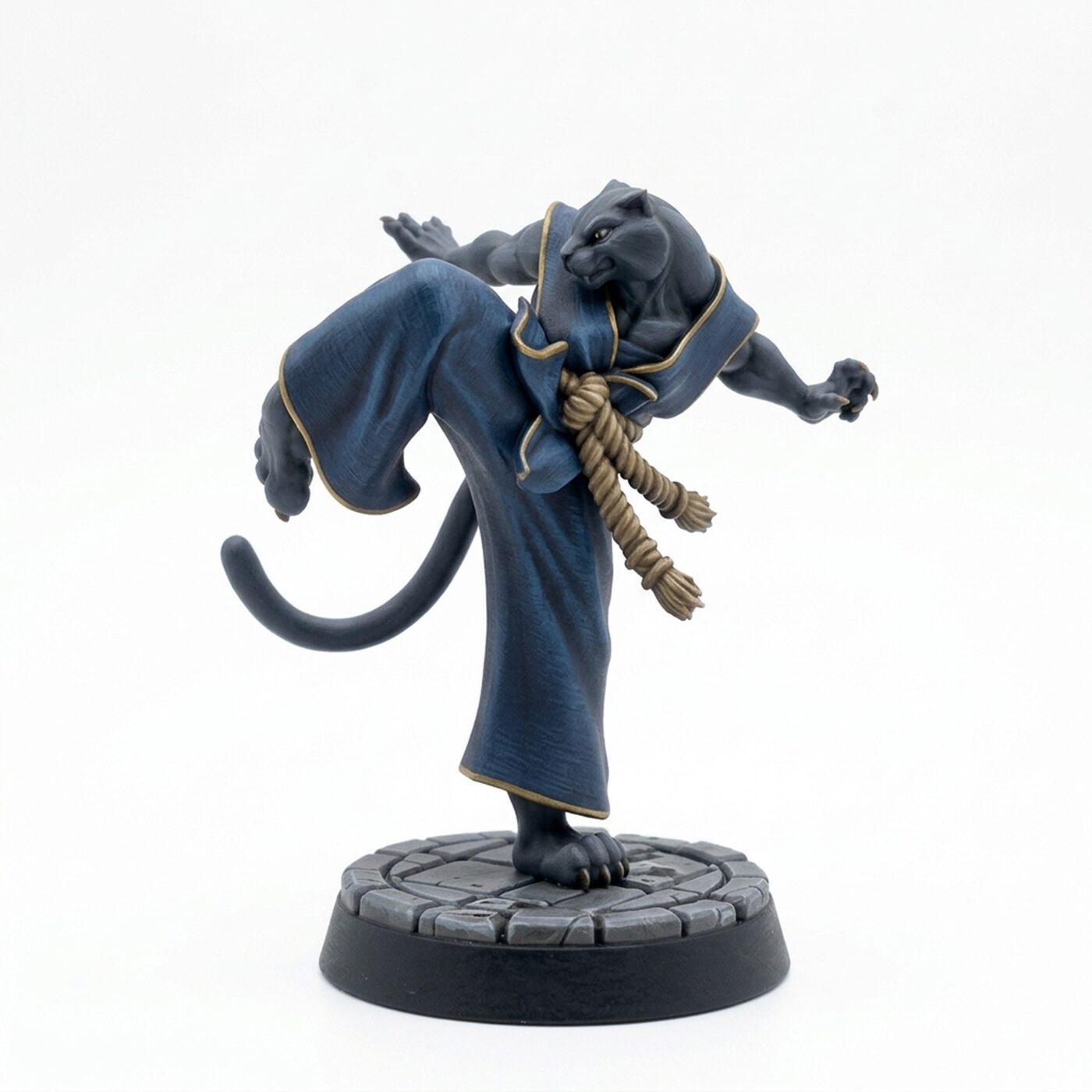Catfolk Monk C - Painted 3D Printed Miniature