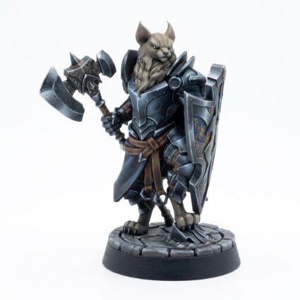 Catfolk Paladin A - Painted 3D Printed Miniature