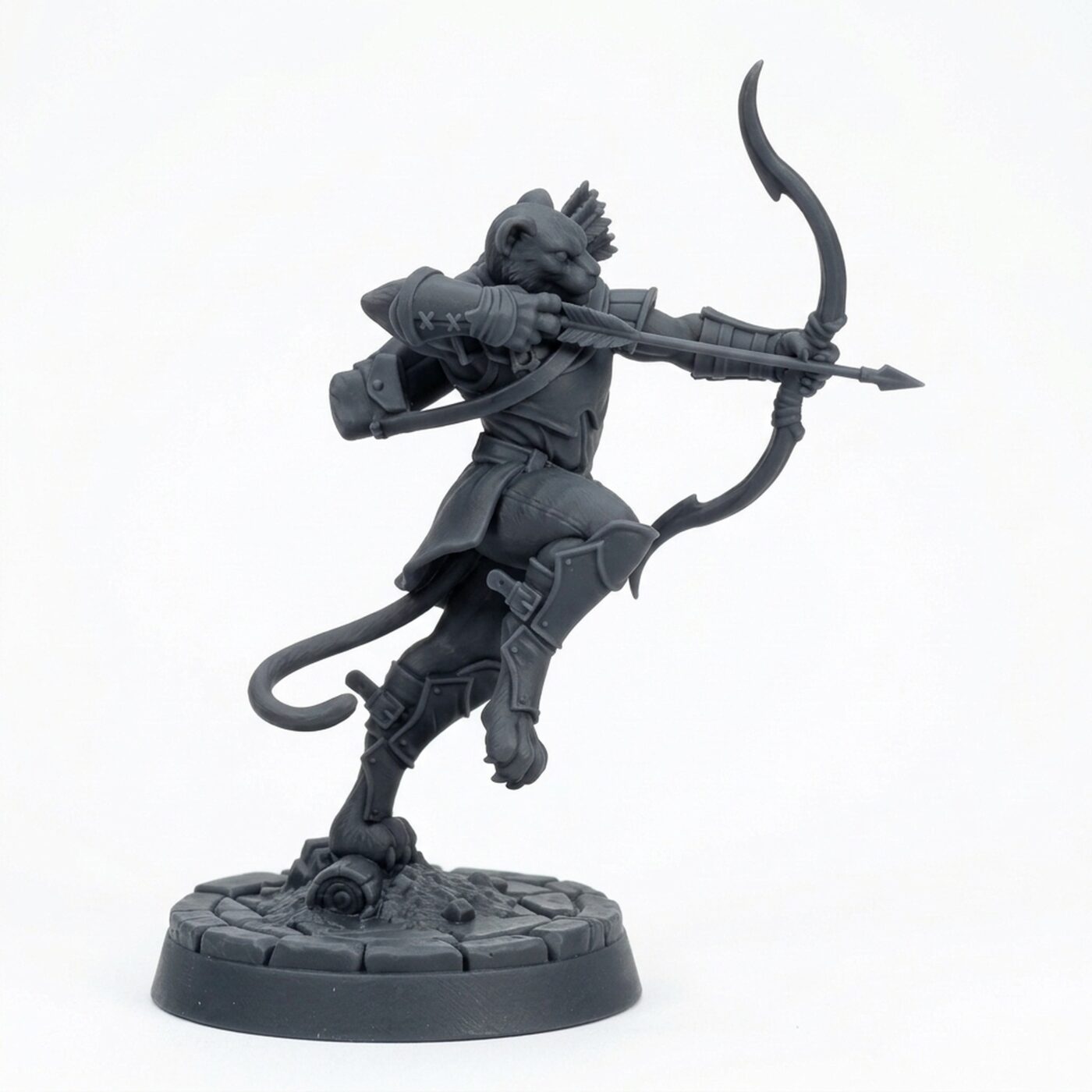 Catfolk Rogue D - Gray Resin 3D Printed Miniature