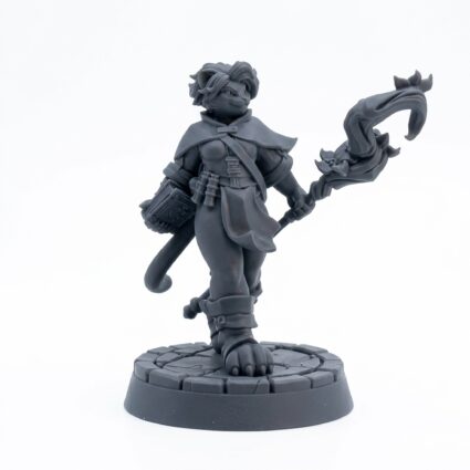 Catfolk Wizard A - Gray Resin 3D Printed Miniature