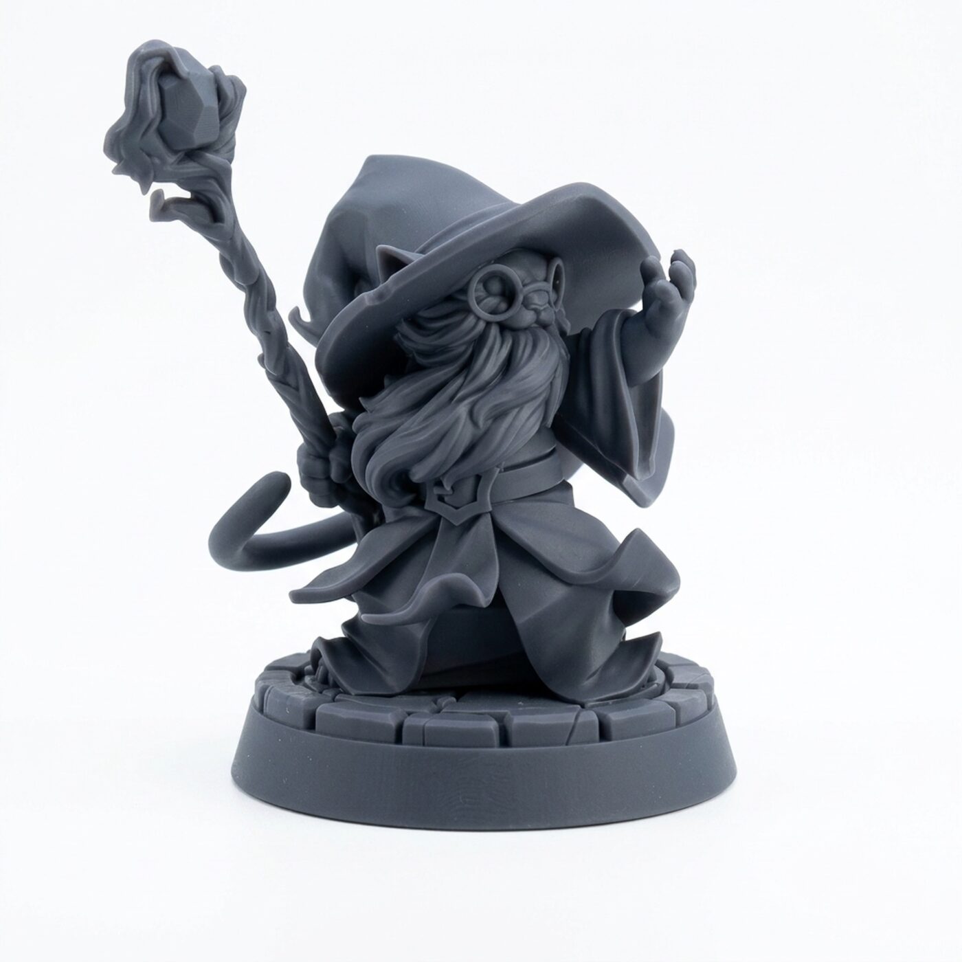Catfolk Wizard C - Gray Resin 3D Printed Miniature